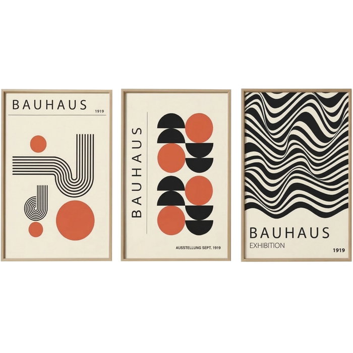 Wallity Artvmodel26-Ahsap Conjunto de 3 Pinturas Decorativas Enmarcadas